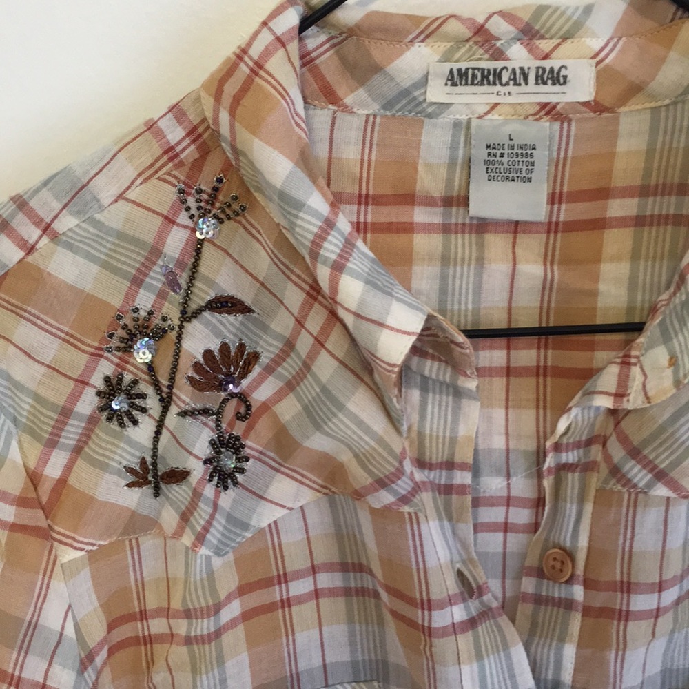 Lightweight Plaid American Rag Button Down - Picture 3 of 5